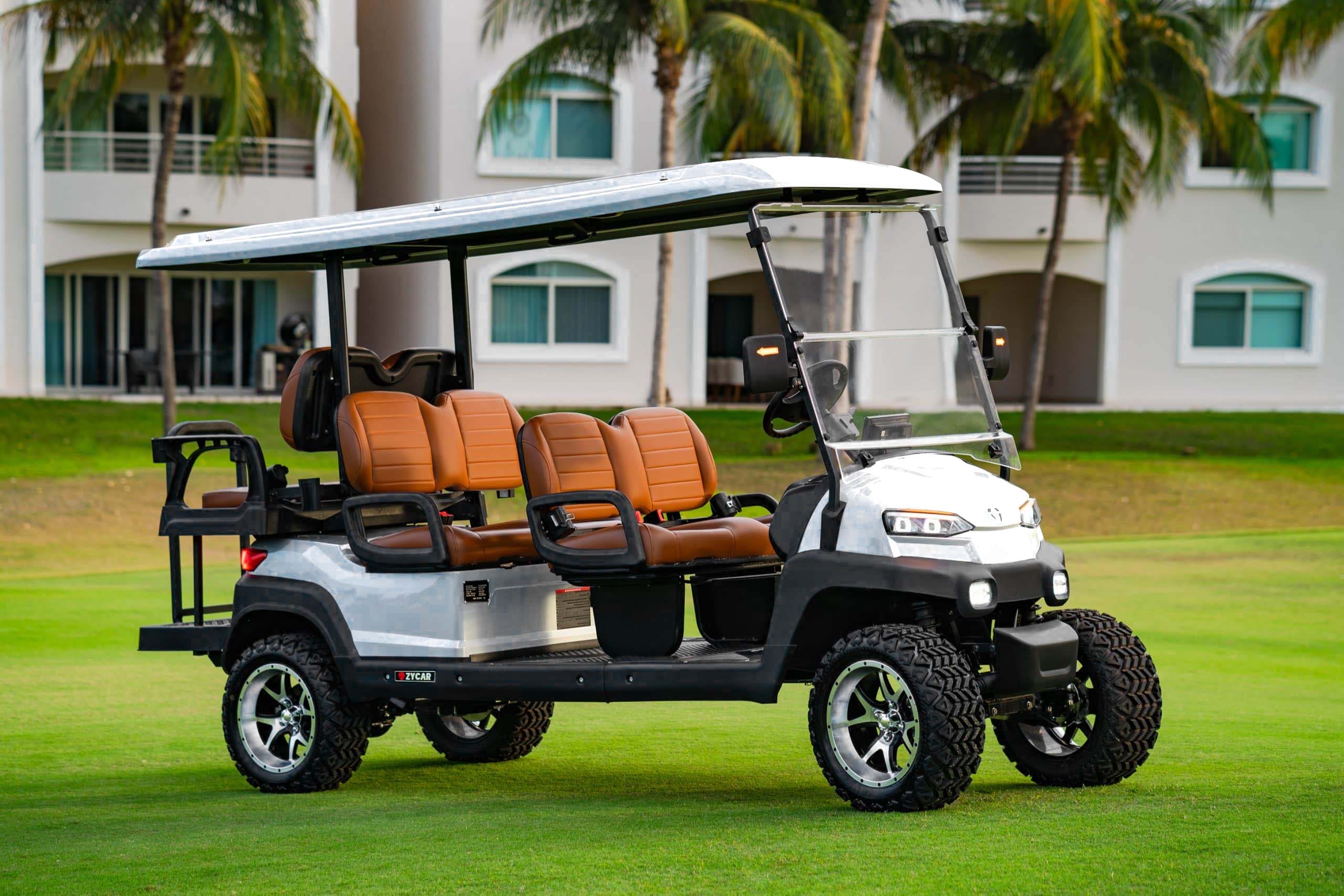 Zycar Z6 blanco de 6 pasajeros, vista lateral